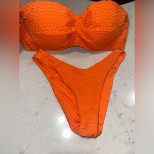 Victorias Secret orange bikini swimsuit 34DD top small bottoms